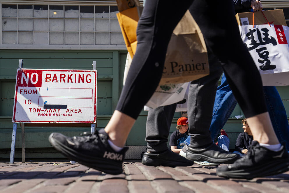 A temporary “No Parking” sign
