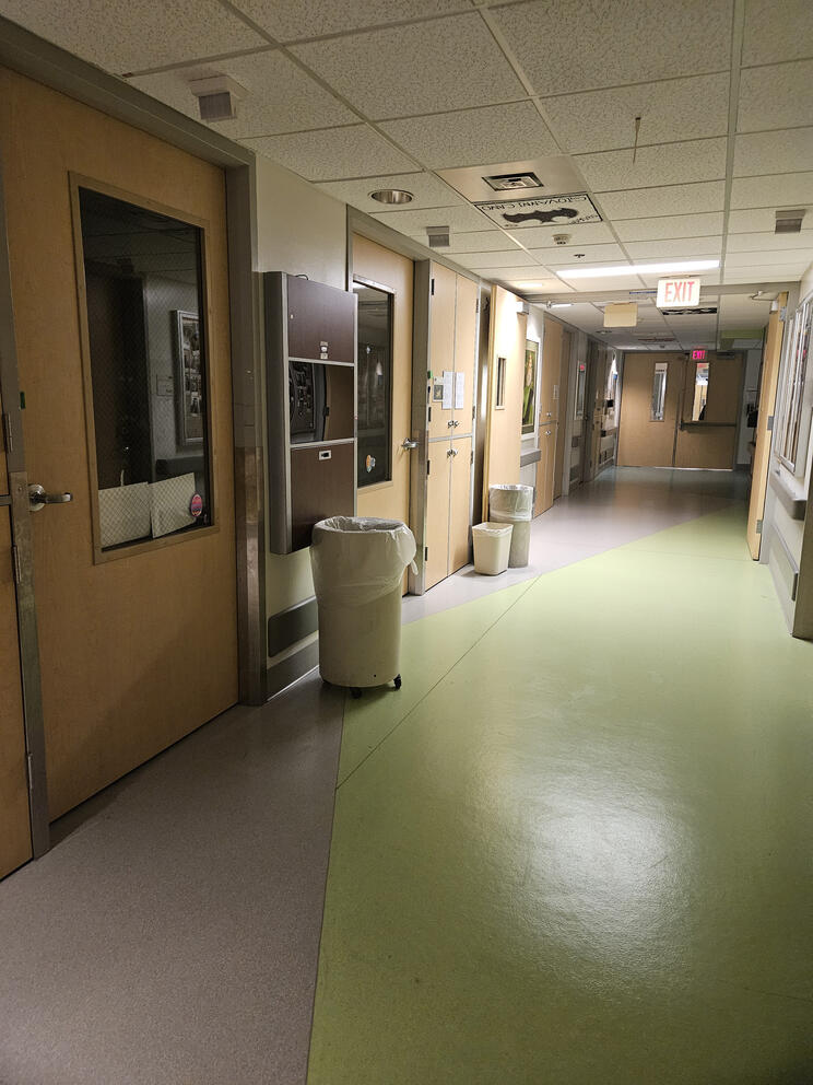 A hospital corridor.