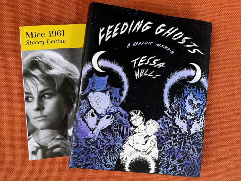 photo of two books, titled Mice 1961 and Feeding Ghosts
