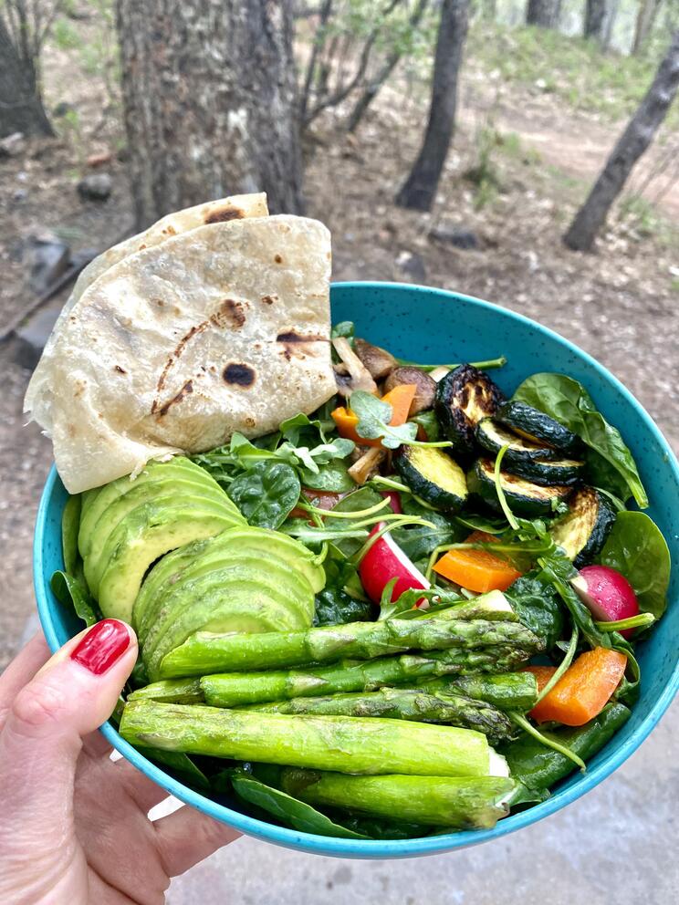 A grilled veggie salad
