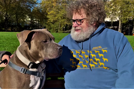 Knute Berger with a dog