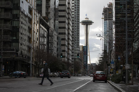 empty street in downtown Seattle