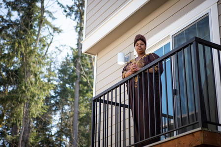 Dailin Rojas on a balcony