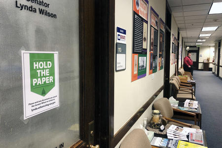 Sign on lawmaker's office door