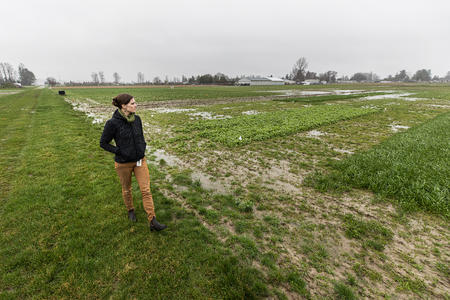 Woman walking in field