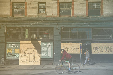 Boarded up windows