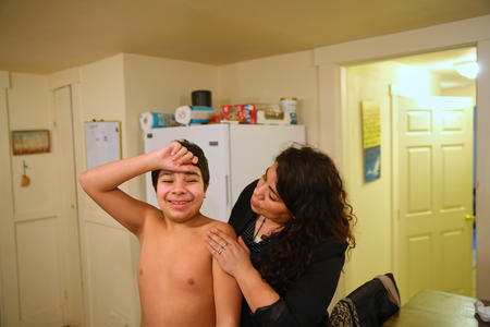 Boy and his mom