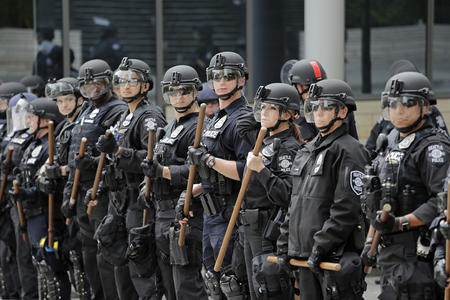 police in a line