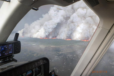 Wildfire smoke seen from a helicopter