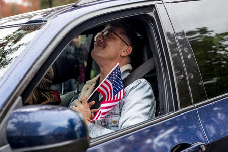 A motorist becomes emotional