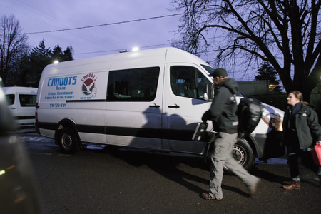 Two people and a van