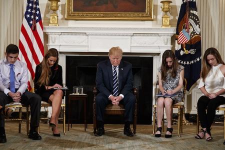 President Trump with students who survived the Marjory Stoneman Douglas High School shootings