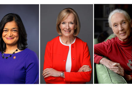 Pramila Jayapal, Judy Woodruff and Jane Goodall 