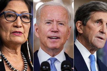 Deb Haaland, Joe Biden and John Kerry