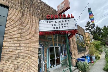 marquee of the closed Central Cinema movie theater