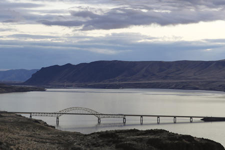 Columbia river with a bridge