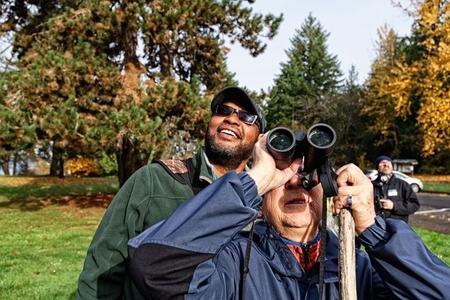 Drew Lanham with fellow birder