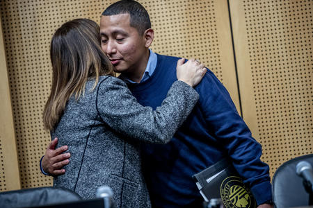 Abel Pacheco is sworn in to Seattle City Council on April 22, 2019.