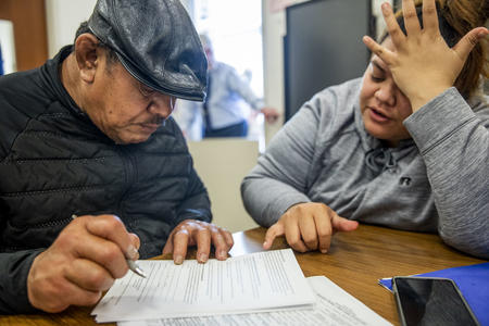 man and woman in king county eviction court