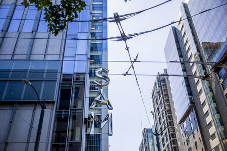 Modern Seattle Art Museum building and sign 