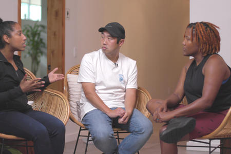 Ashley Davies, David Jaewon Oh and Alison Mariella Desir sit in conversation