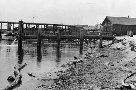sewage outflow black and white