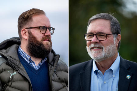 side-by-side portraits of Marko Liias and Denny Heck