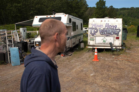 man in front of an RV