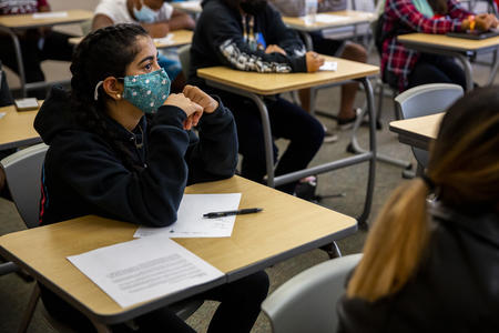 Students seated at desks