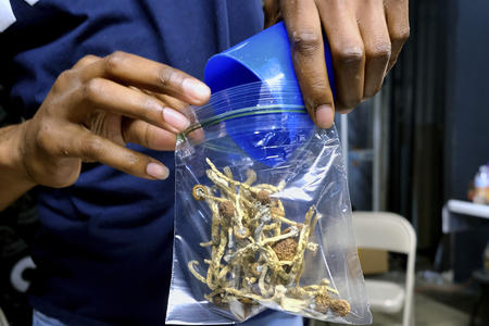 a bag of dried mushrooms