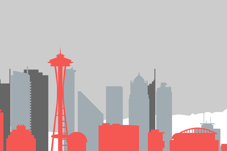 seattle skyline red silhouette