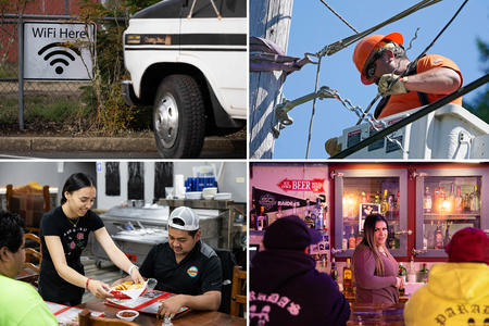 A windowpane of images relating to Washington Recovery Watch stories