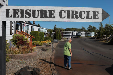 Judie Short walks through Leisure Manor Estates 