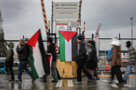 protesters marching in Tacoma