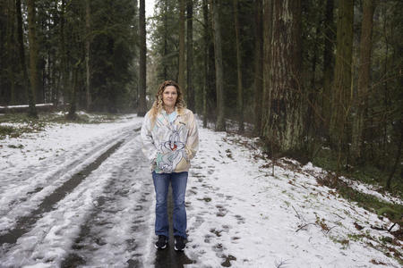 Amy Roark in the woods near Vancouver, WA