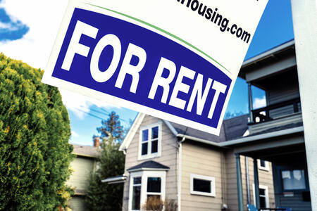 A "for rent" sign
