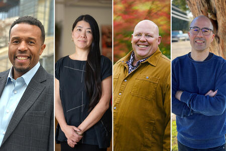 portraits of four city council candidates lined up from left to right