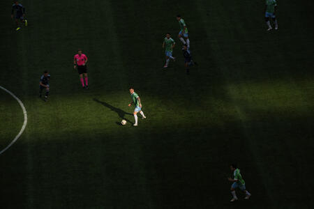 Soccer players play a match in Seattle.