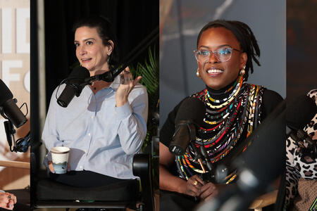 A photo collage of the four speakers: From left: Vanishing Seattle founder Cynthia Brothers, writer, musician and director Mindie Lind, "Hey, Black Seattle!" founder Kiesha B. Free, and "The Needling" founder and Editor-In-Chief Lex Vaughn. 