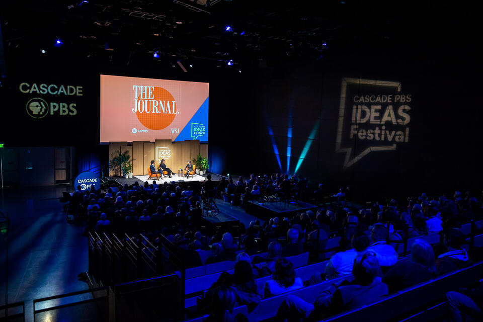 view of the stage at the Cascade PBS Ideas Festival 2024